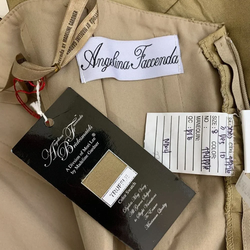 ANGELINA FACCENDA 8 DRESS NWT BRIDESMAIDS BY MORI LEE GOLD 20202 MIDI - Picture 5 of 9